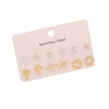 Versatile European and American ins style 6pairs heart-shaped butterfly earrings, rhinestone eyes, stainless steel stud earrings, fashionable and high-end titanium steel jewelry Item Picture